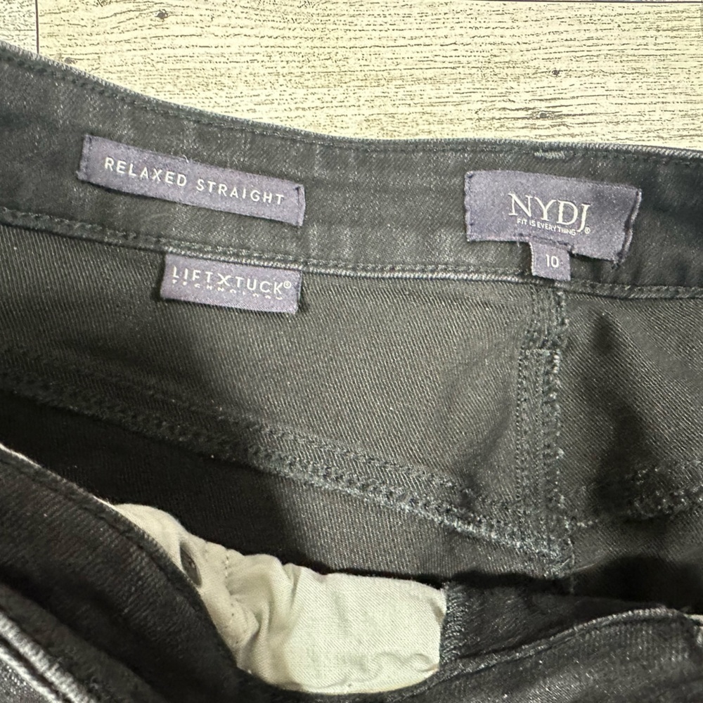 NYDJ Relaxed Straight Leg Black Jeans Womens Size 10 Denim Stretch - Picture 7 of 11